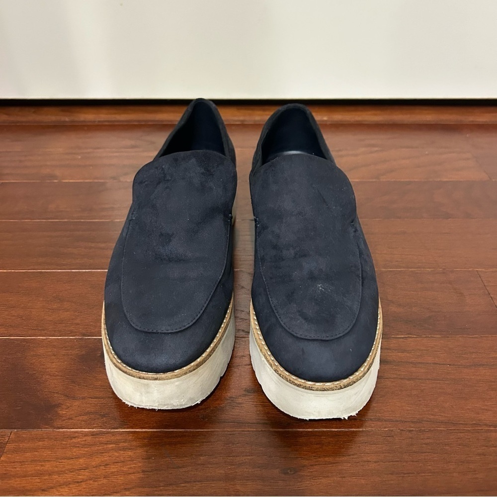 VINCE Zeta Platform Loafer Navy Blue Women's Slip on Suede sz.8M - Picture 2 of 9